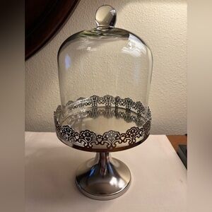 Silver Glass Cloche Display Stand